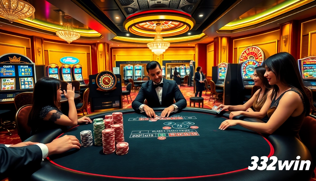 Players experiencing the thrills of blackjack at 32win's luxurious casino.