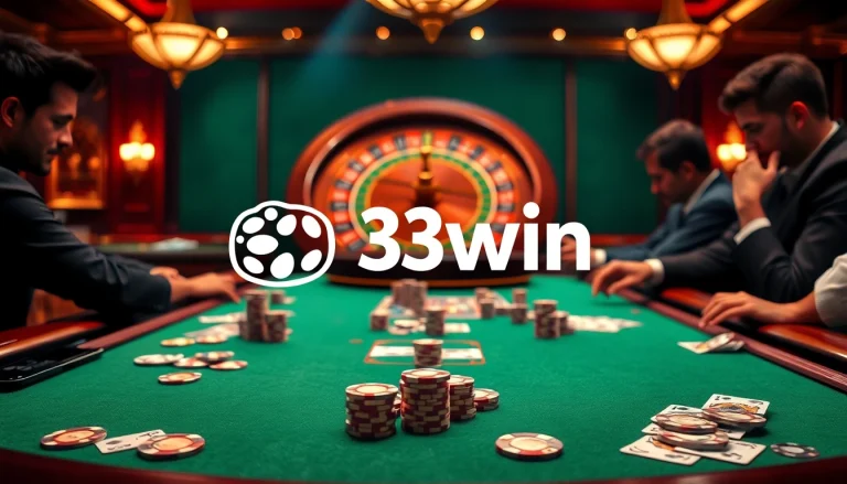 Experience the thrill of betting at 13win casino with vibrant poker tables and spinning roulette wheels.