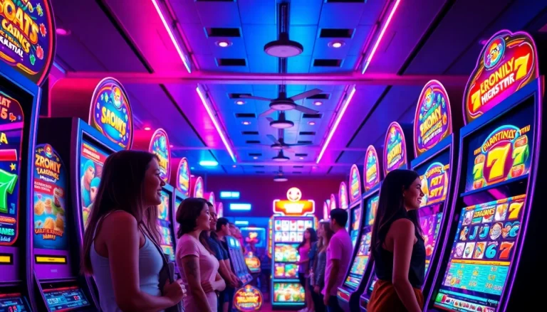 Exciting hoki138 online slots gaming experience with vibrant machines and engaged players.