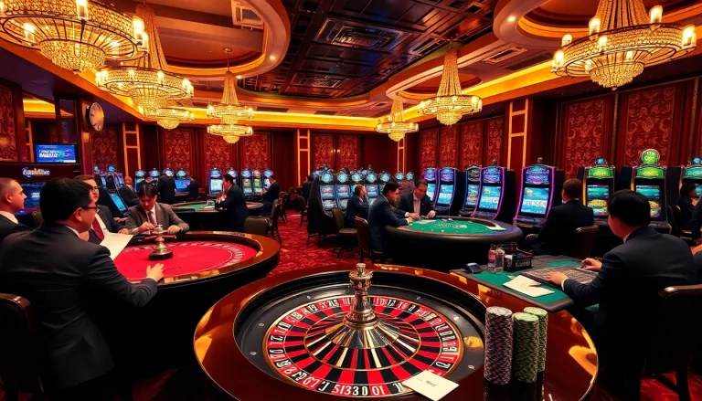 Exciting casino scene showcasing players engaging with mm88.yokohama's online gaming platforms.