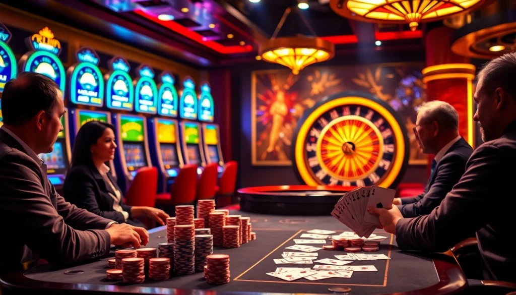 Kuwin poker players strategizing with chips during an intense casino game.