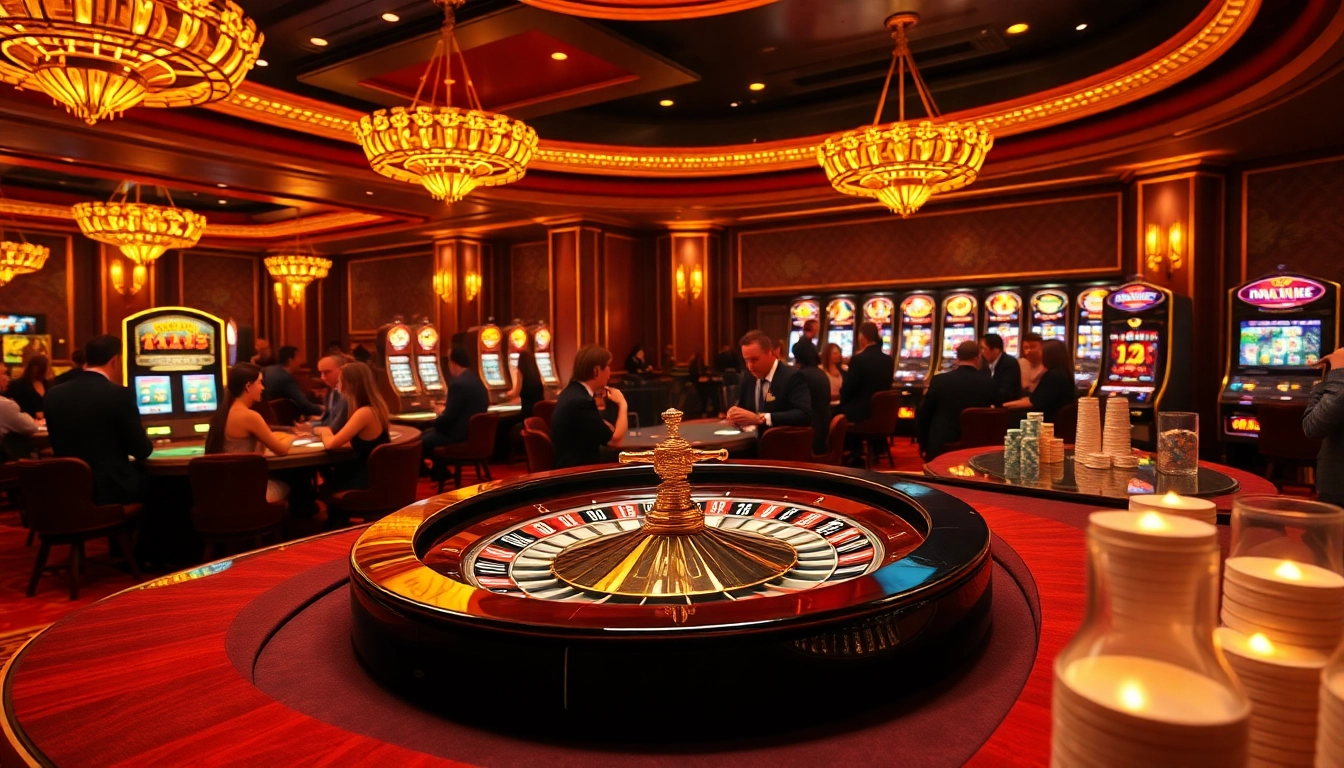 Experience the excitement of new 88 at a luxurious casino with vibrant poker and roulette tables.