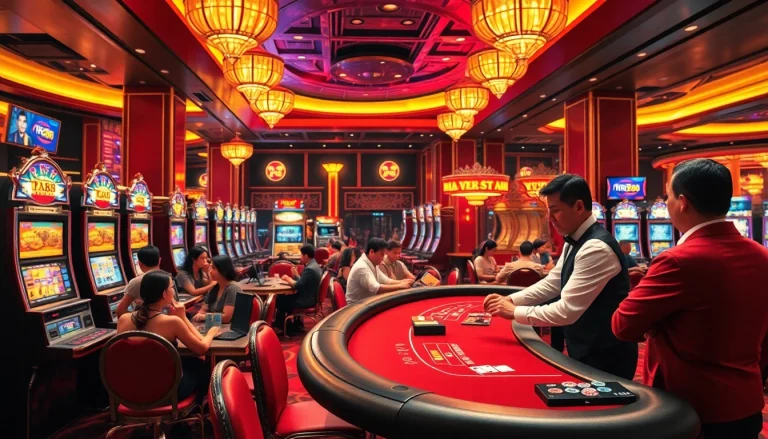 Players engaging in thrilling games at RR88 casino, showcasing excitement and high stakes.