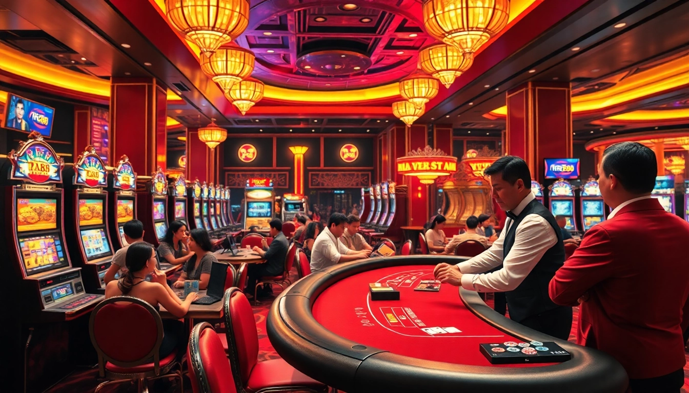 Players engaging in thrilling games at RR88 casino, showcasing excitement and high stakes.