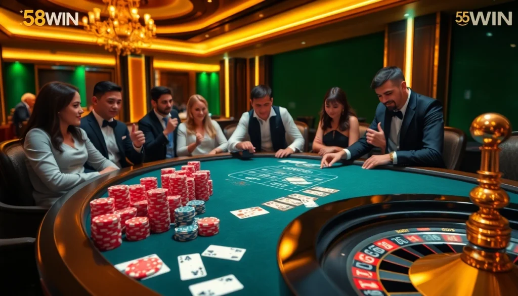 Experience the thrill of winning at 58WIN with vibrant chips and glamorous casino tables.