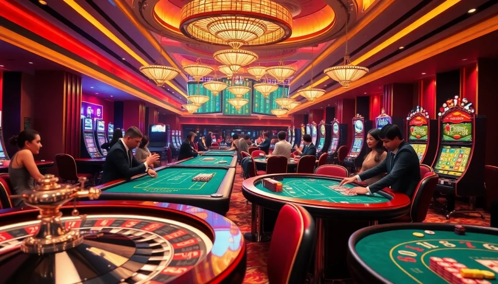 Nohu-themed gambling action with players at luxurious casino tables, engaging in card games and betting.