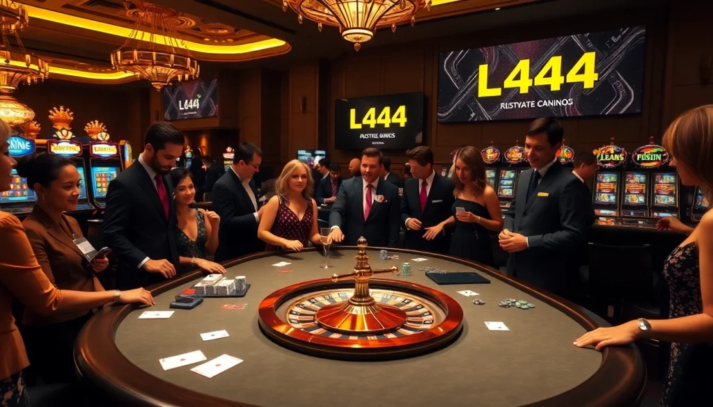 Experience thrilling gaming action at L444's luxurious casino with professional dealers and high-stakes poker