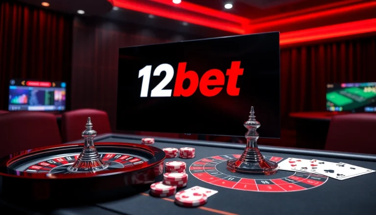 Tương tác với liên kết 12bet đầy hứng khởi trên giao diện cá cược trực tuyến sang trọng với các yếu tố poker và roulette.