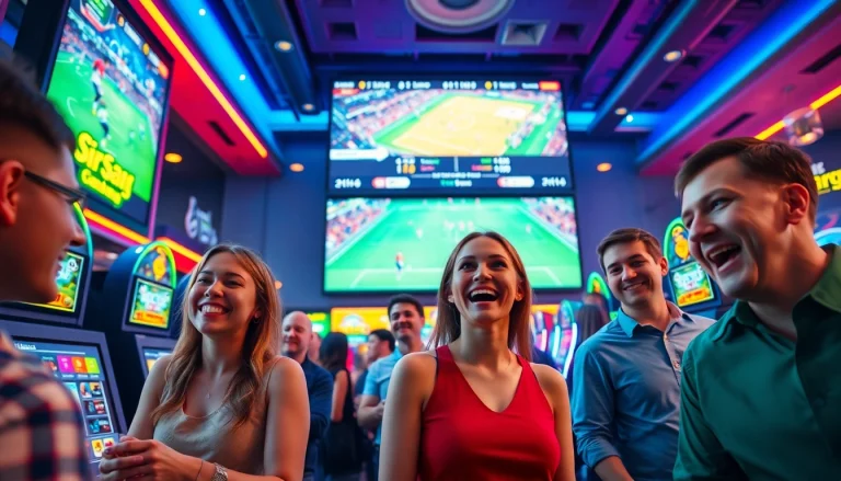 Exciting bolagacor online gambling experience with players enjoying live football matches in a vibrant casino.