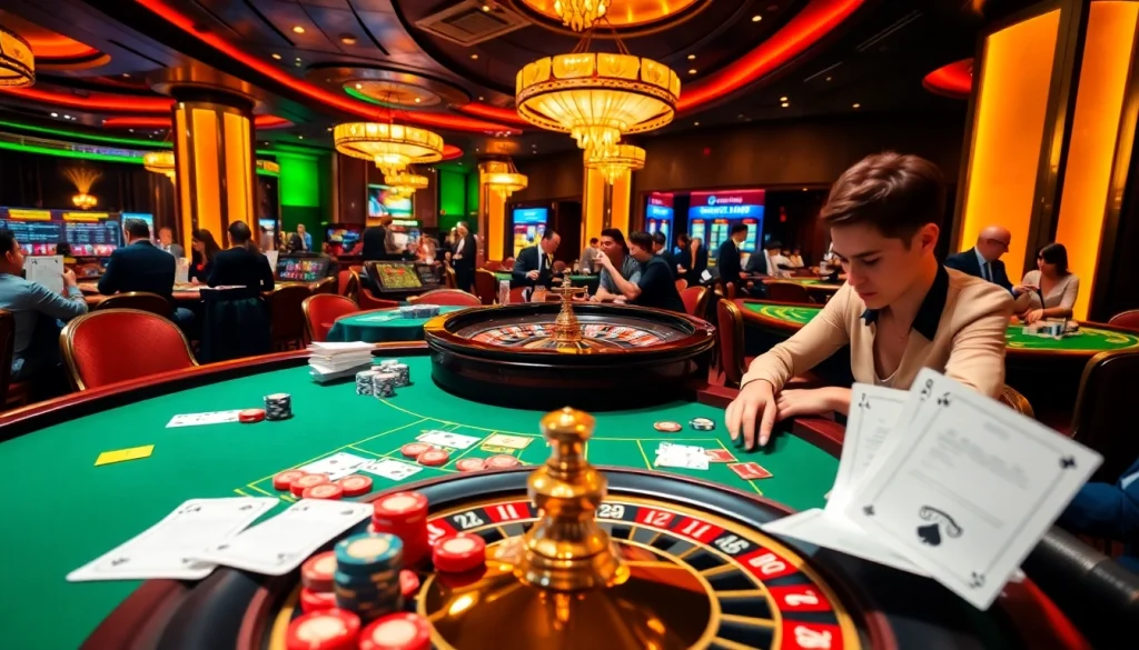 Experience thrilling poker action at rikvip's luxurious casino table filled with vibrant chips.