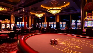Engaging scene of tt88 nhà cái featuring a luxurious casino gaming environment with vibrant tables and players.