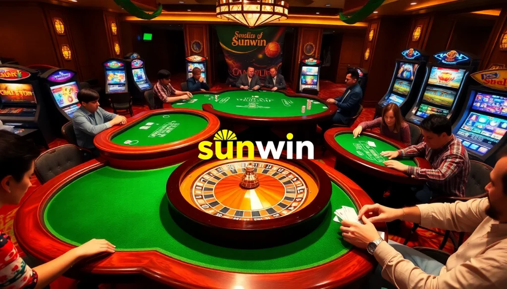 Experience thrilling casino action at sunwin with vibrant tables, games, and engaged players.