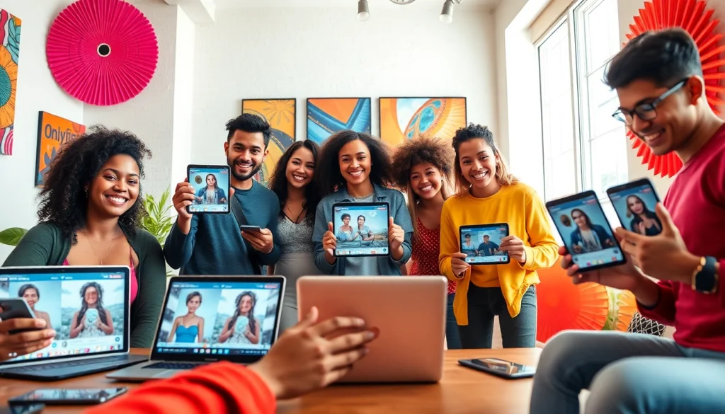 OnlyFans Nearby Creators engaging in a vibrant workspace highlighting diverse talents and styles.