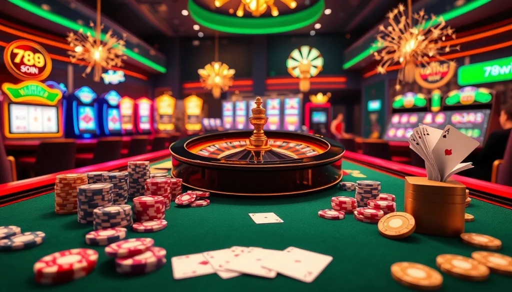 Experience the exciting virtual gaming world at 789win com with vibrant casino tables and chips.