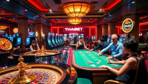 Thabet casino gaming experience featuring vibrant tables and engaged players.