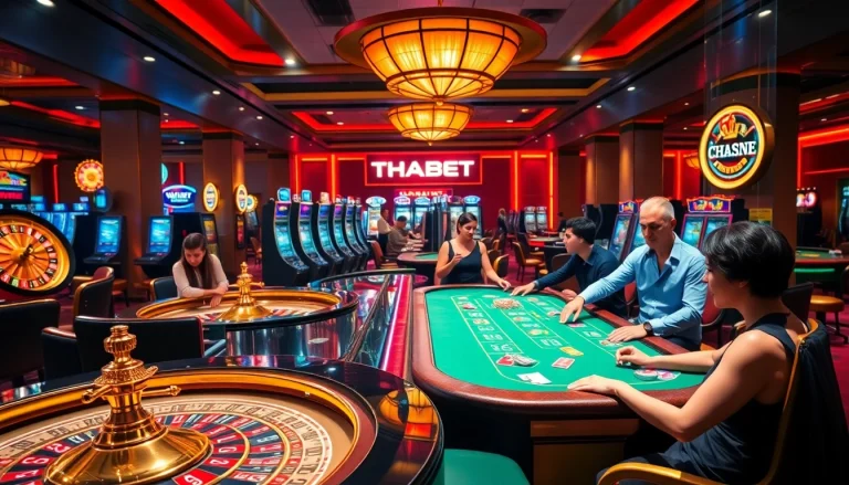 Thabet casino gaming experience featuring vibrant tables and engaged players.