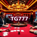 Experience the thrill of TG777 with vibrant casino visuals featuring poker, roulette, and slots.