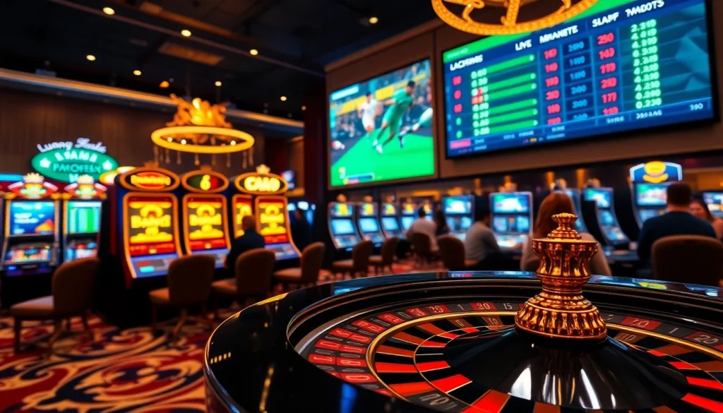 Experience the excitement of 'luong son tv' streaming live sports in a luxury casino setting.