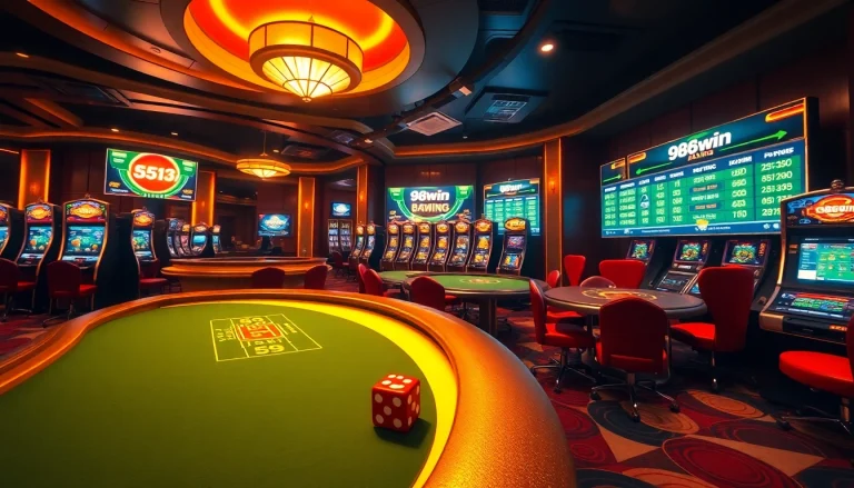 Experience the excitement of betting at 98win com with luxurious casino elements and vibrant gaming visuals.
