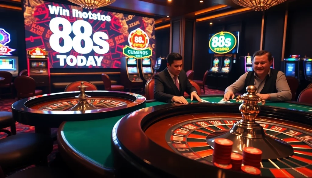 Experience thrilling poker gameplay at 8s with sophisticated dealers and elegant casino layouts.