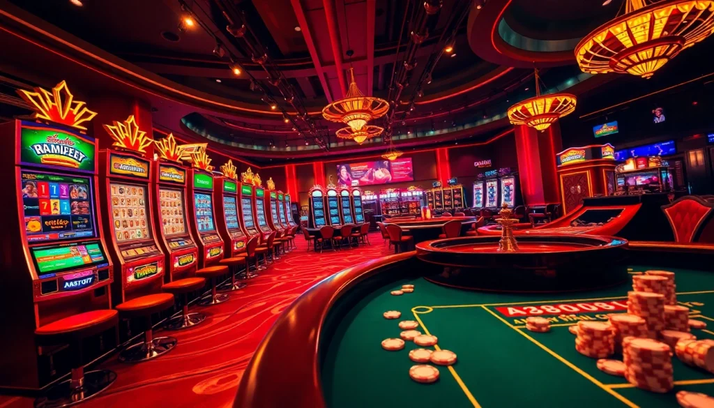 Experience the thrill of winning at Apiraja88 with vibrant slot machines and roulette wheels.
