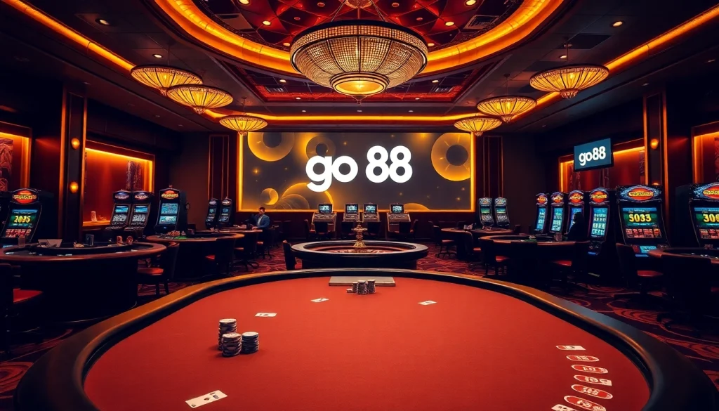 Exciting casino gameplay at go 88 with vibrant tables and luxurious atmosphere.