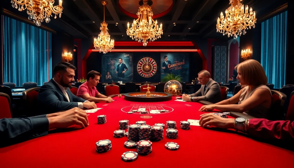 High-stakes poker game at a luxury casino featuring https://hz88.forum/ for thrilling competition.