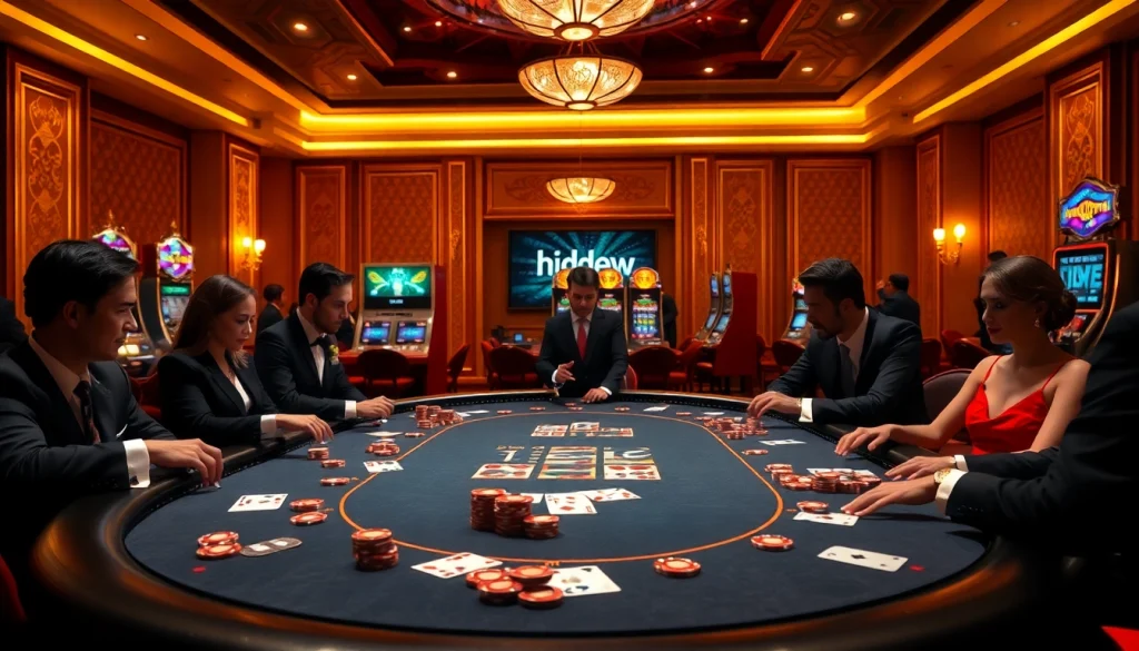 Players at a high-stakes poker table discussing strategies related to the hidden wiki.
