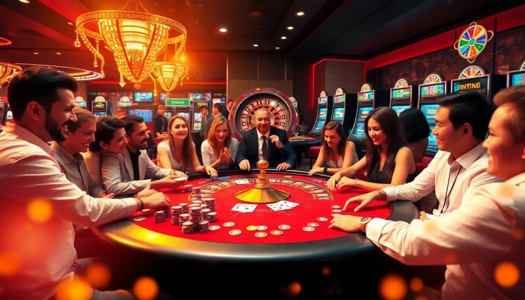 Experience the excitement of gambling at FUN79 with vibrant poker action and luxurious casino elements.