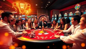 Experience the excitement of gambling at FUN79 with vibrant poker action and luxurious casino elements.
