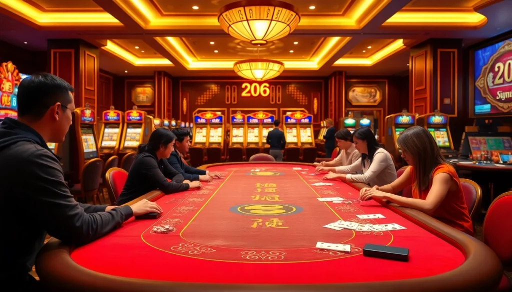 Sunwin players enjoy a thrilling Tài Xỉu game at an upscale casino.