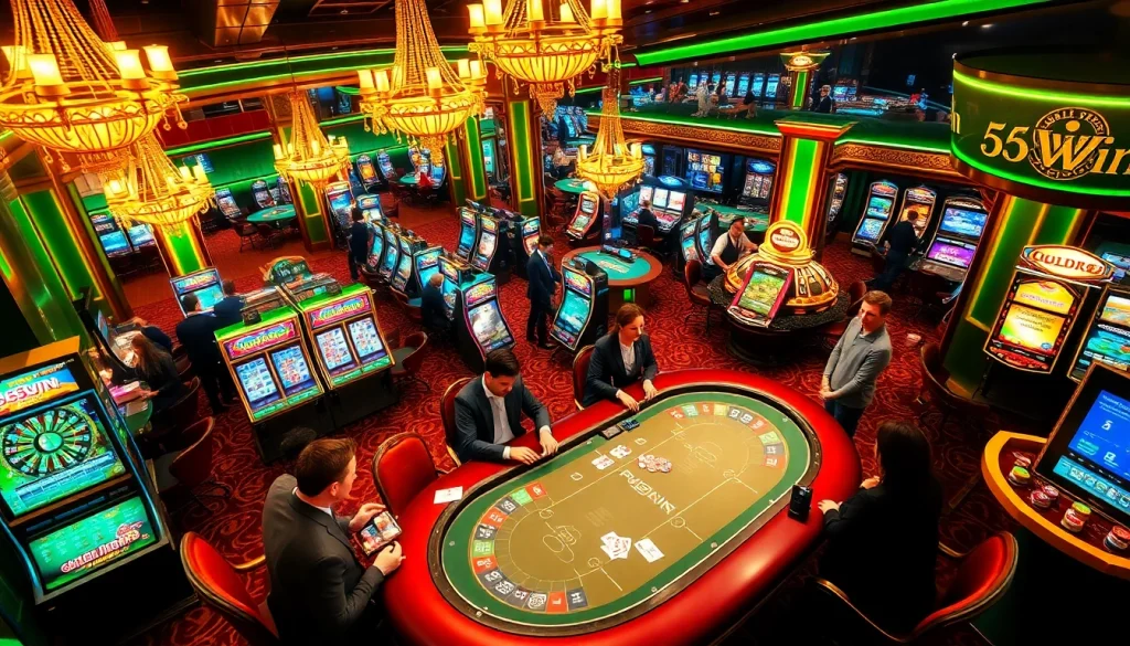 Players enjoying table games at 58win, showcasing vibrant casino excitement and strategy.