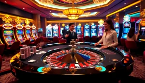 Experience the luxury and excitement of 8kbet cc at vibrant casino tables filled with chips and cards.