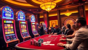 Experience thrilling gameplay at slot88 with dazzling slot machines in a luxurious casino setting.