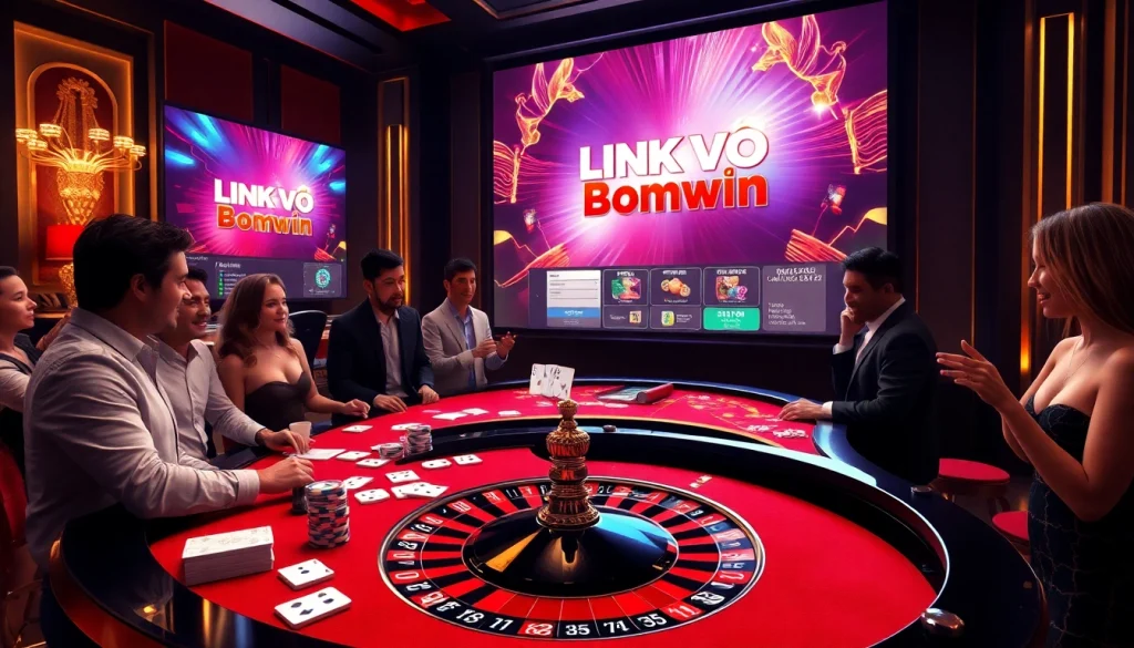 Experience the thrill of winning at Bomwin with the LINK VÀO Bomwin casino interface surrounded by excitement and engagement.