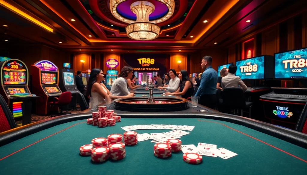 Players enjoying an exciting poker game at TR88 online casino