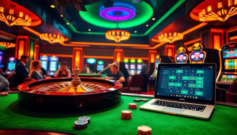 Experience the thrill of MK8 gaming at a luxurious casino, featuring poker tables and roulette wheels.
