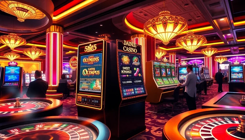 Engage in the exciting atmosphere of QQMacan, featuring vibrant casino visuals and slot games.